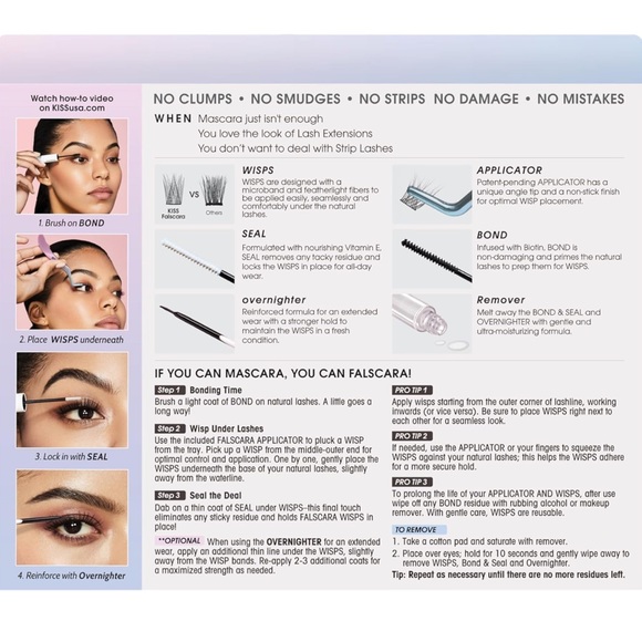 Kiss Falscara Special Edition Kit Lengthening 24 Assorted Lashes - Picture 3 of 12